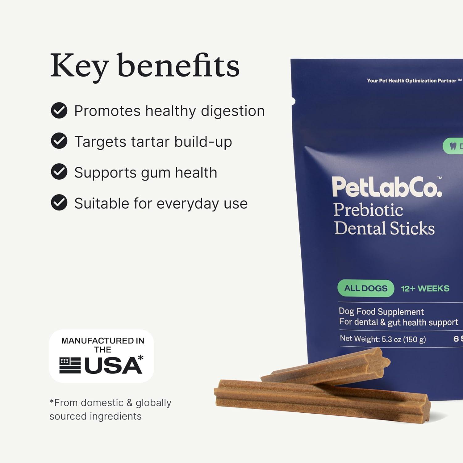 image:imagePetLab Co Dental Sticks Dog Dental Chews Target Plaque amp Tartar BuildUp at The Source Designed to Maintain Your Dogs Oral Health Keep Breath Fresh and Provide Digestive Help 24 SticksPrebiotic
