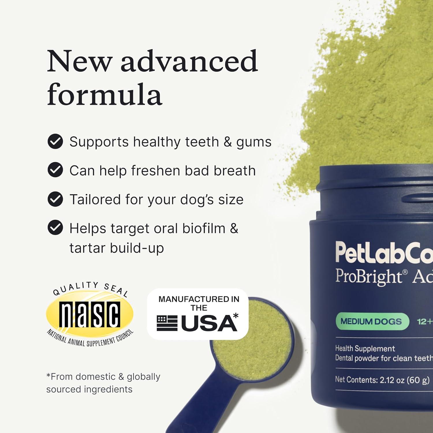 image:imagePetLab Co ProBright Advanced Dental Powder Dog Breath Freshener Teeth Cleaning Made Easy Targets Tartar amp Bad Breath Packaging May Vary Formulated for Small DogsMedium Dogs