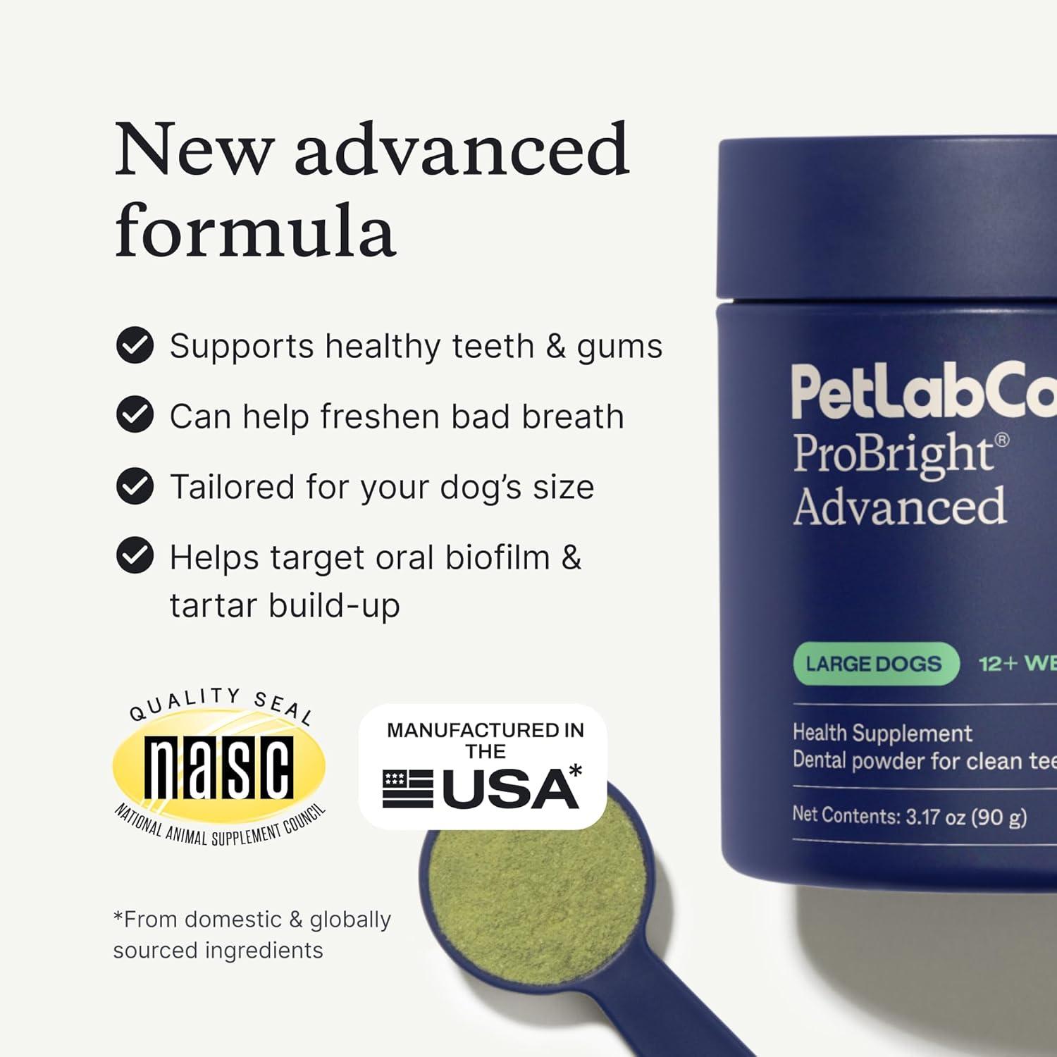 image:imagePetLab Co ProBright Advanced Dental Powder Dog Breath Freshener Teeth Cleaning Made Easy Targets Tartar amp Bad Breath Packaging May Vary Formulated for Small DogsLarge Dogs