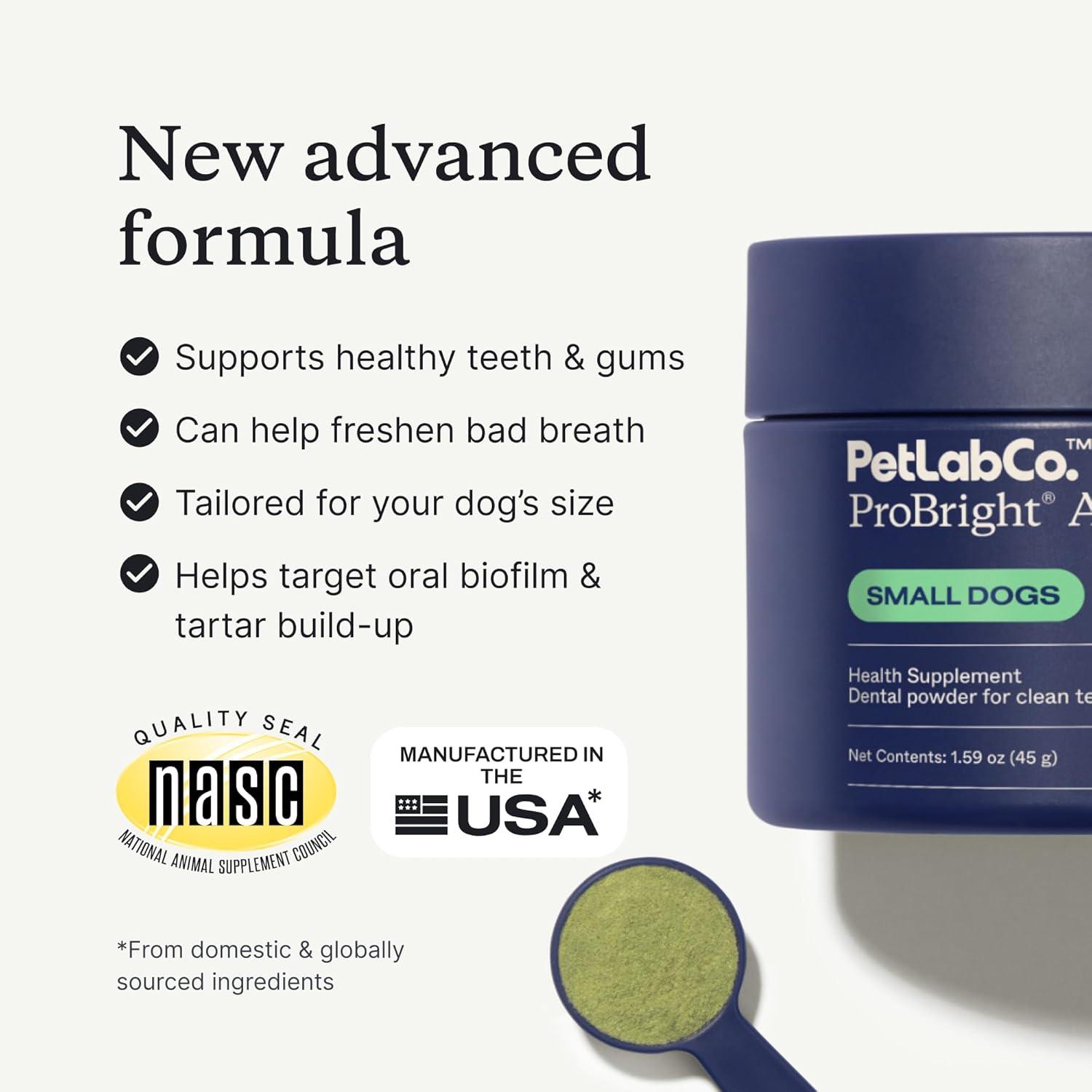 image:imagePetLab Co ProBright Advanced Dental Powder Dog Breath Freshener Teeth Cleaning Made Easy Targets Tartar amp Bad Breath Packaging May Vary Formulated for Small DogsSmall Dogs