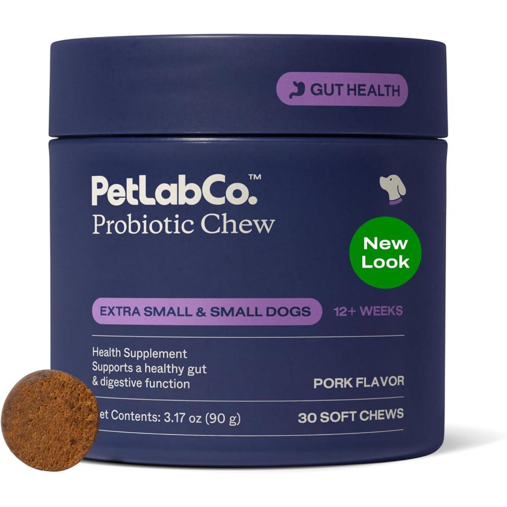 image:imagePetLab Co Probiotics for Dogs  Support Gut Health Occasional Diarrhea Digestive Health Paw Licking amp Seasonal Allergies Pork Flavor 30 Soft Chews Formulated for Small Dogs Packaging May VarySmall Dogs