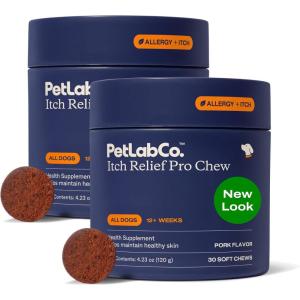 PetLab Co. Salmon Itch Relief Chew Pro for Dogs – Omega 3 for Dogs Itch Supplement – Packed with Beneficial Fatty Acids for Healthy Skin – Seasonal Allergies Support – Packaging May Vary(Pork)