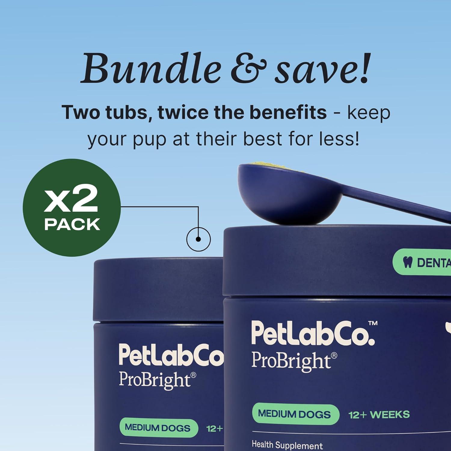 image:imagePetLab Co ProBright Dental Powder Dog Breath Freshener Teeth Cleaning Made Easy Targets Tartar amp Bad Breath Formulated for Medium Size Dogs Pack of 2