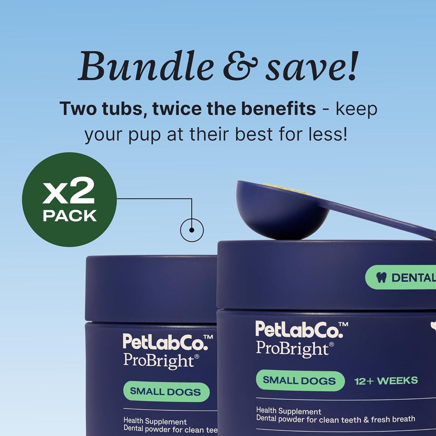 image:imagePetLab Co ProBright Dental Powder Dog Breath Freshener Teeth Cleaning Made Easy Targets Tartar amp Bad Breath Formulated for Small Dogs Pack of 2