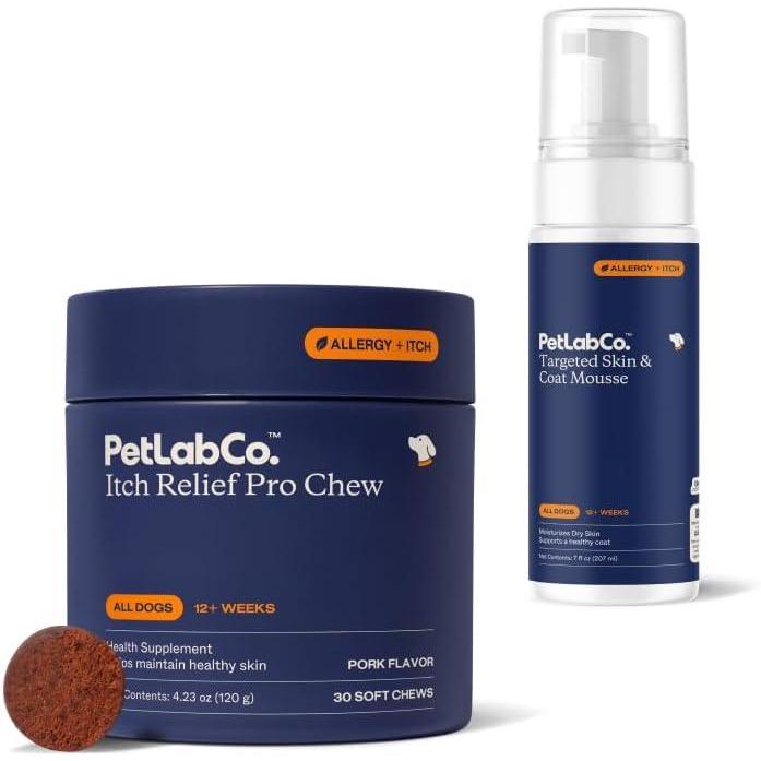 image:imagePetLab Co Itch Bundle Dog Itch Relief Chews Support Dry Itchy Skin Daily with Turmeric Omega 3 amp 6 30 Count amp Dog Mousse for Occasional Dry Skin Support 7 Ounces
