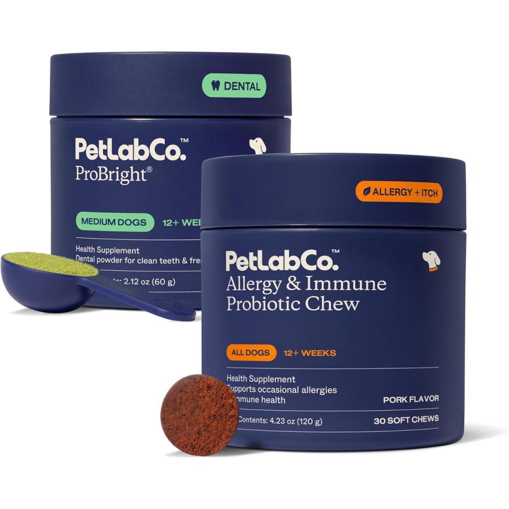image:imagePetLab Co Seasonal Allergy Support amp Dental Care in One Routine Allergy amp Immune Chews ProBright Dental Powder for Total Wellness Inside amp Out Medium Sized Dogs