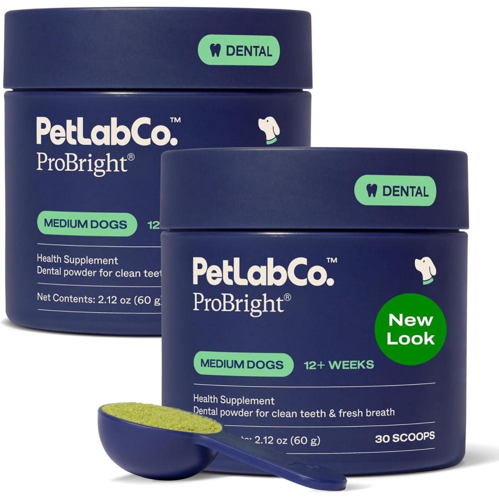image:imagePetLab Co ProBright Dental Powder Dog Breath Freshener Teeth Cleaning Made Easy Targets Tartar amp Bad Breath Formulated for Medium Size Dogs Pack of 2