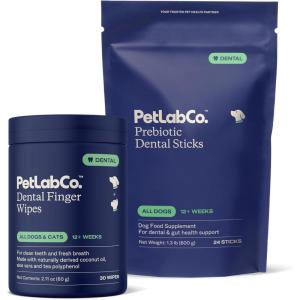 PetLab Co. – Pearly Whites Bundle: Dental Wipes Helps Freshen Breath & Provides A Thorough Clean & Dental Chews for Delicious Dog Dental Care – Easy to Use – Innovative Formulas