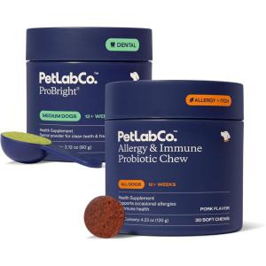 PetLab Co. – Seasonal Allergy Support & Dental Care in One Routine – Allergy & Immune Chews + ProBright Dental Powder for Total Wellness Inside & Out – Medium Sized Dogs