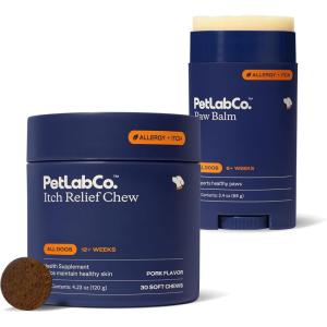 PetLab Co. – Skin Moisture Bundle: Itch Relief Chews Designed to Support Optimum Skin Condition & Occasionally Itchy Skin 30 Count & Dog Paw Balm to Support & Moisturize Dry Paws 2.4 Ounces