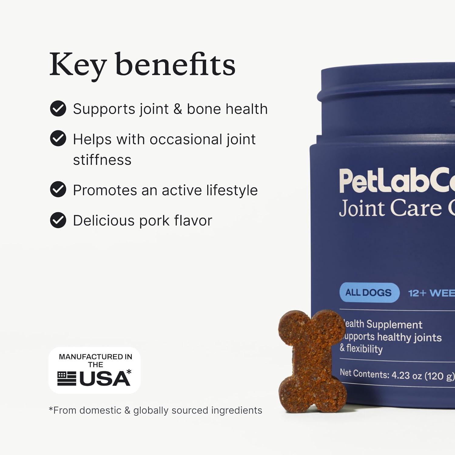 image:imagePetlab Co Joint Care Chews for Dogs High Levels of Glucosamine Green Lipped Mussels Omega 3 and Turmeric Hip and Joint Supplement for Dogs to Actively Support Mobility Packaging May VaryPork