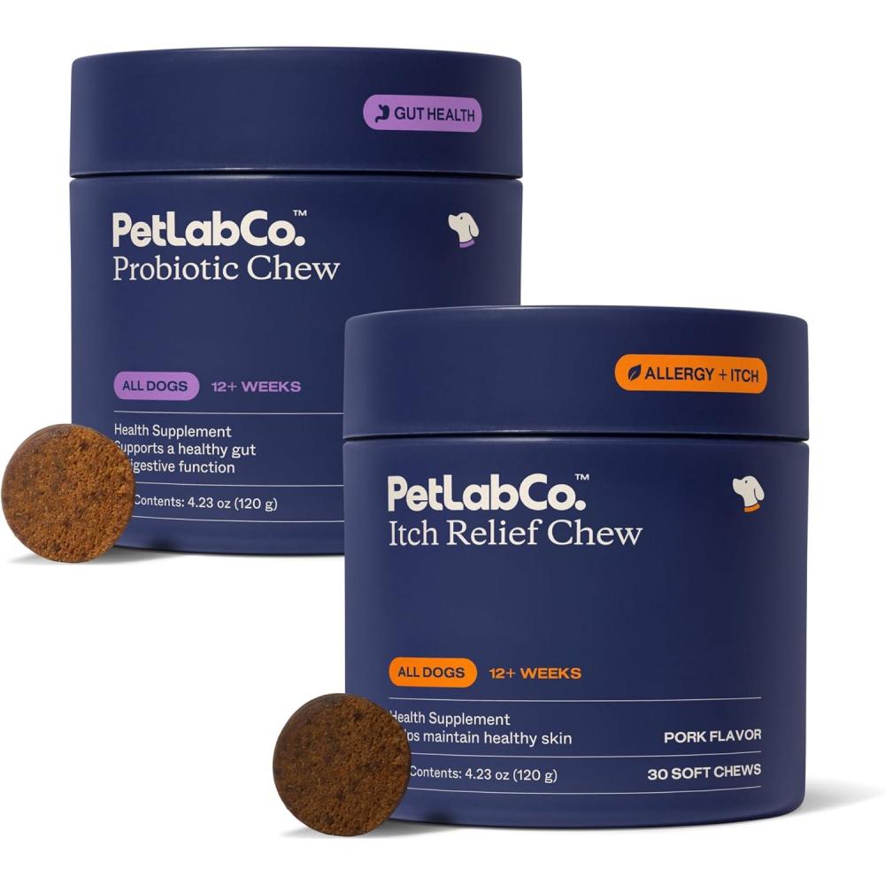 image:imagePetLab Co Dog Itchy Skin Bundle Soft Chew Dog Probiotics for Gut Health Itchy Skin Seasonal Allergies 30 Count amp Itch Relief Chews for Dry Itchy Skin amp Coats