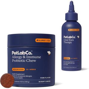 PetLab Co. – Allergy Bundle: Allergy & Immune Specialized Dog Probiotics for Occasional Seasonal Allergy Support Daily 30 Count & Dog Ear Wash, Formulated to Moisturize, and Cleanse Ears 4 Ounces