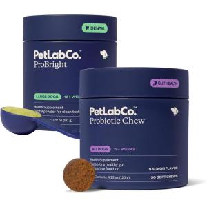 PetLab Co. – Oral Hygiene & Gut Health Bundle: Dental Powder for an Effortless Clean in 1 Scoop for Large Dogs & Probiotics for Dogs Supporting Gut Health & Seasonal Allergies