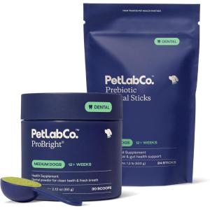 PetLab Co. – Total Teeth Care Bundle: Dental Powder for an Effortless Deep Clean in 1 Scoop for Medium Dogs & Dental Chews – Target Dirt & Tartar Build-Up – Easy to Use