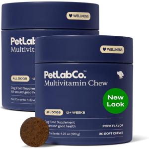 PetLab Co. 22 in 1 Dog Multivitamin – Support Dog’s Immune Response, Skin, Coat, Joints & Overall Health – Vitamins A, E, D, B12, Minerals, Antioxidants – Chewable Pork Flavor – Packaging May Vary(Value 2-Pack)