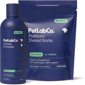 PetLab Co. Fresh Breath Bundle: Dog Dental Formula Targets Tartar & Promotes Fresh Breath & Dental Sticks for Dogs’ Periodontal Tissue Health, & Inulin for Digestive Help 6 Pack