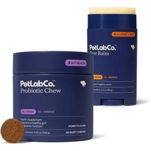 PetLab Co. Paw & Probiotic Bundle: Dog Paw Balm to Support Dry, Cracked Paws 2.4 Ounces & Dog Probiotics for Gut Health, Seasonal Allergies, Skin & Ear Yeast 30 Count