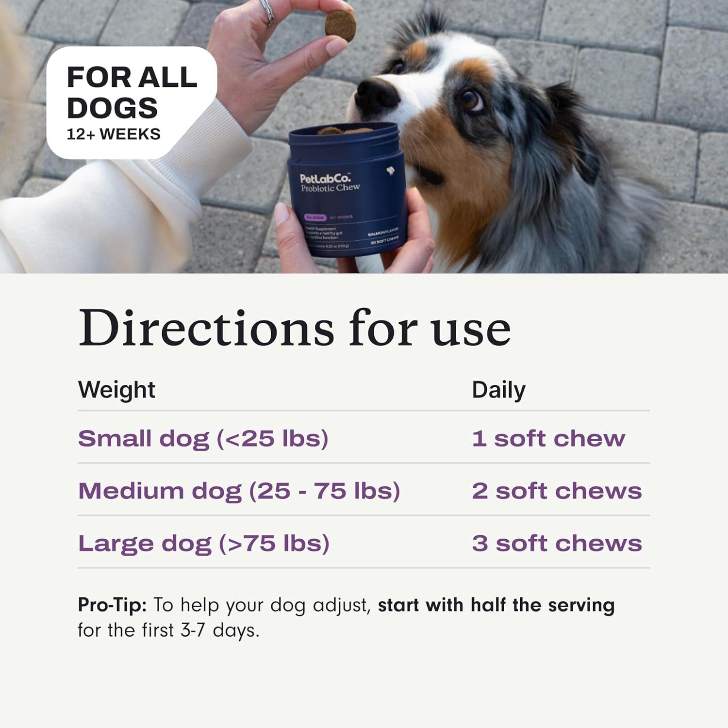 image:imagePetLab Co Probiotics for Dogs Support Gut Health Occasional Diarrhea Digestive Health amp Seasonal Allergies Salmon Flavor 30 Soft Chews Pack of 3